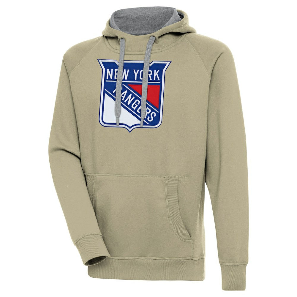 New York Rangers Antigua Victory Pullover Hoodie - Khaki Hoodies