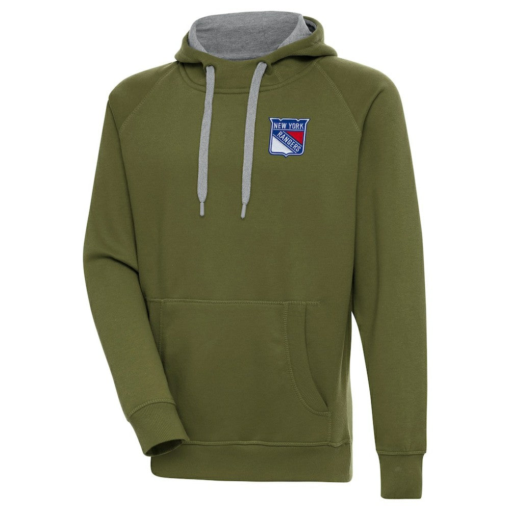 New York Rangers Antigua Victory Pullover Hoodie - Olive Hoodies