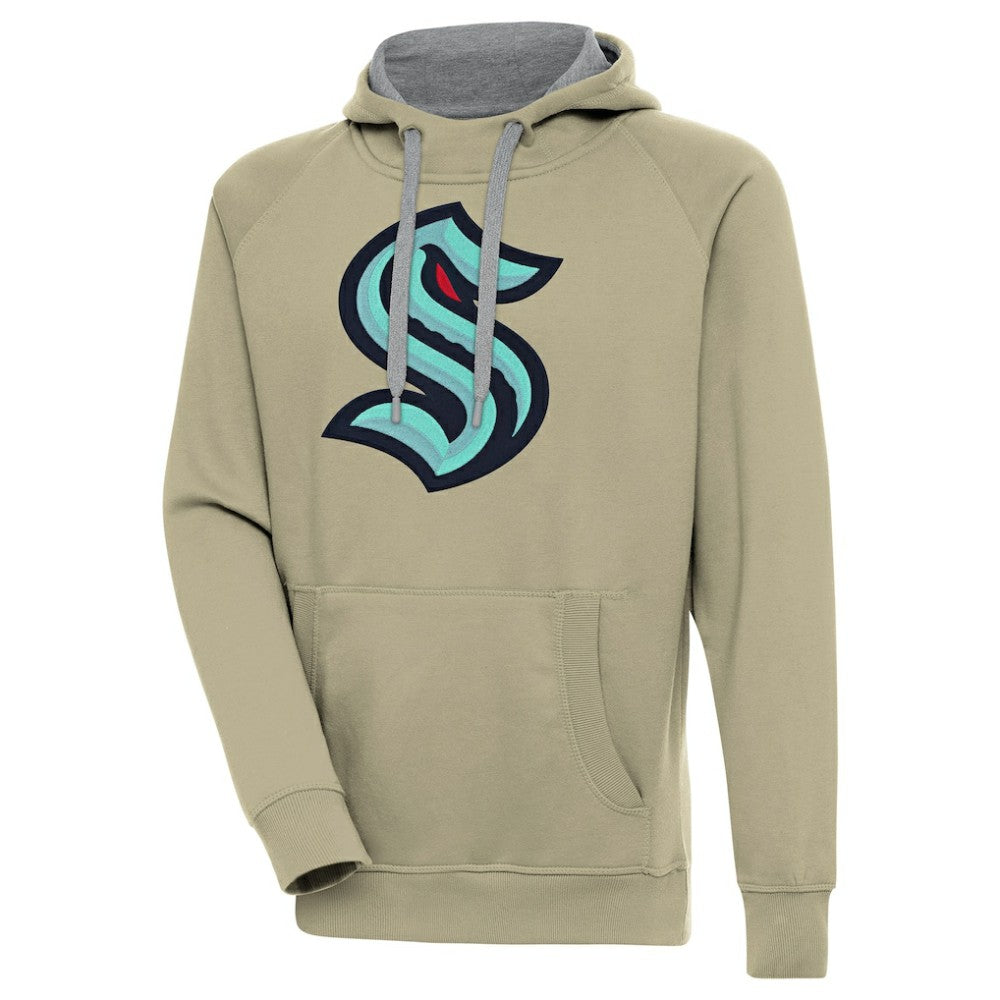 Seattle Kraken Antigua Victory Pullover Hoodie - Khaki Hoodies