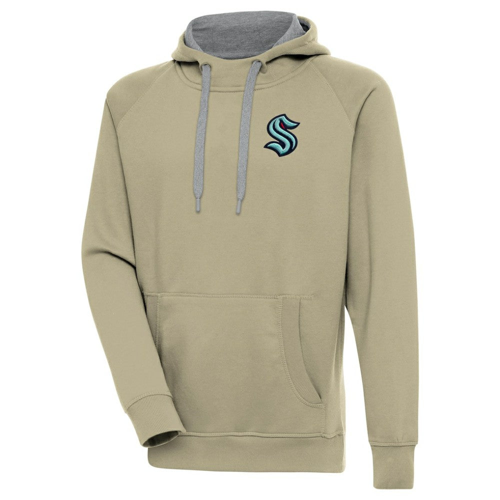 Seattle Kraken Antigua Victory Pullover Hoodie - Khaki Hoodies
