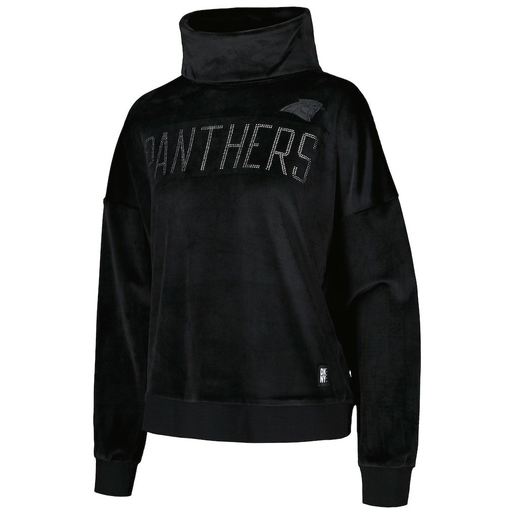 Carolina Panthers DKNY Sport Women's Deliliah Rhinestone Funnel Neck Pullover Sweatshirt - Black discount