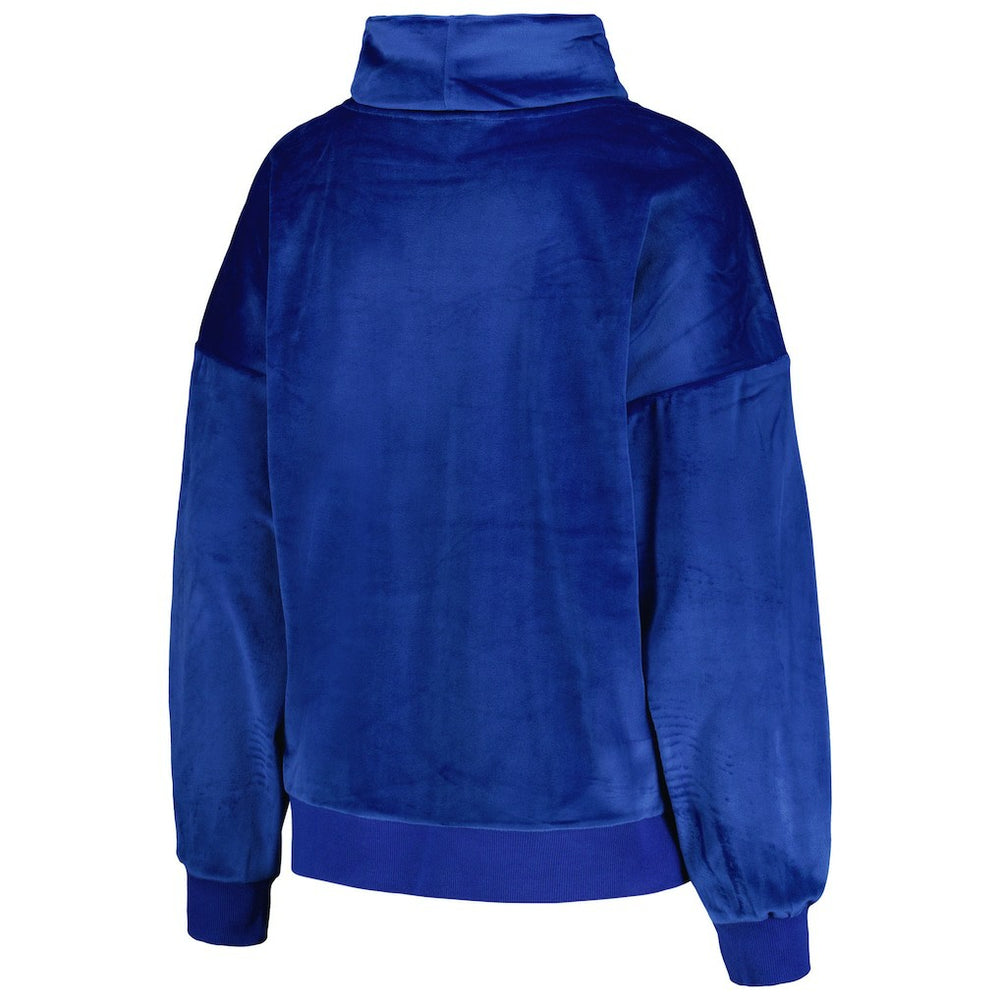 Los Angeles Rams DKNY Sport Women's Deliliah Rhinestone Funnel Neck Pullover Sweatshirt - Royal sale