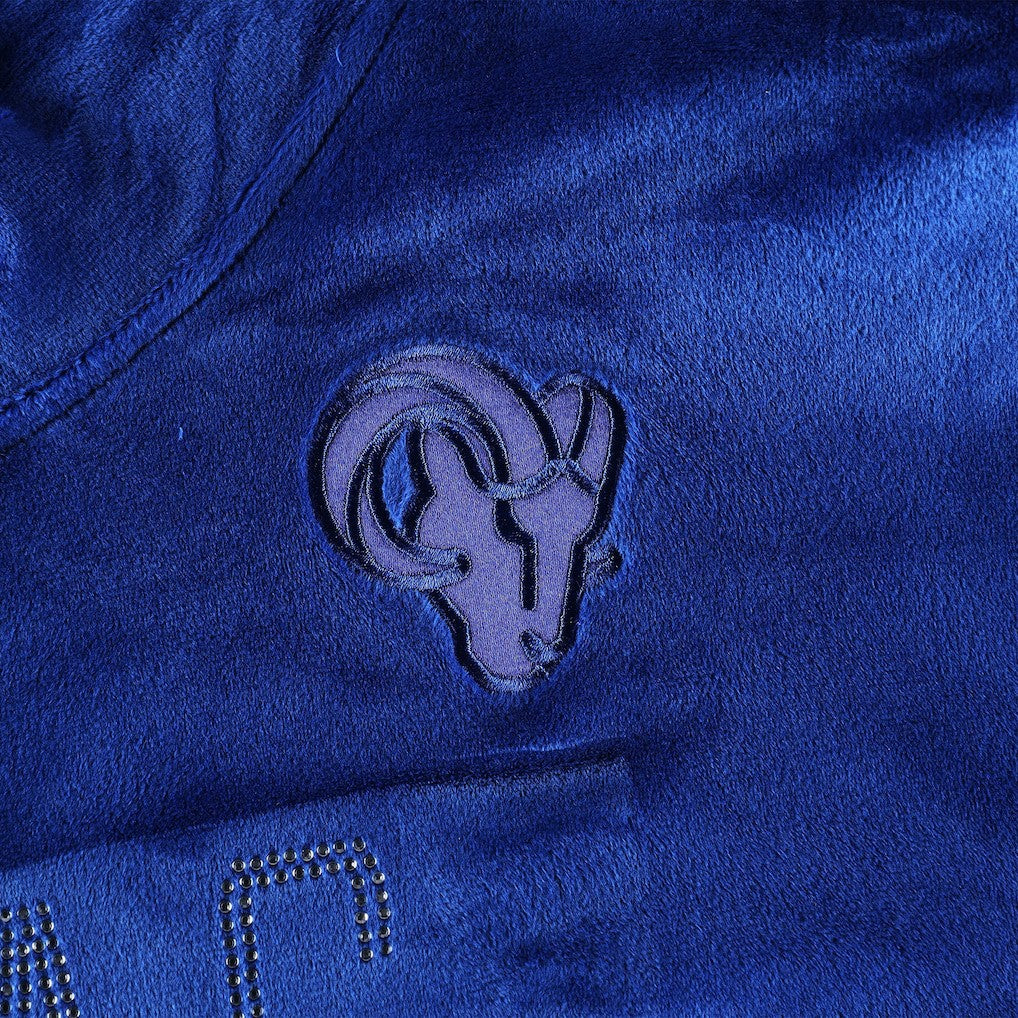 Los Angeles Rams DKNY Sport Women's Deliliah Rhinestone Funnel Neck Pullover Sweatshirt - Royal sale