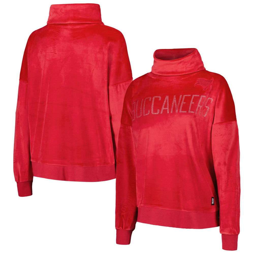 Tampa Bay Buccaneers DKNY Sport Women's Deliliah Rhinestone Funnel Neck Pullover Sweatshirt - Red on sale
