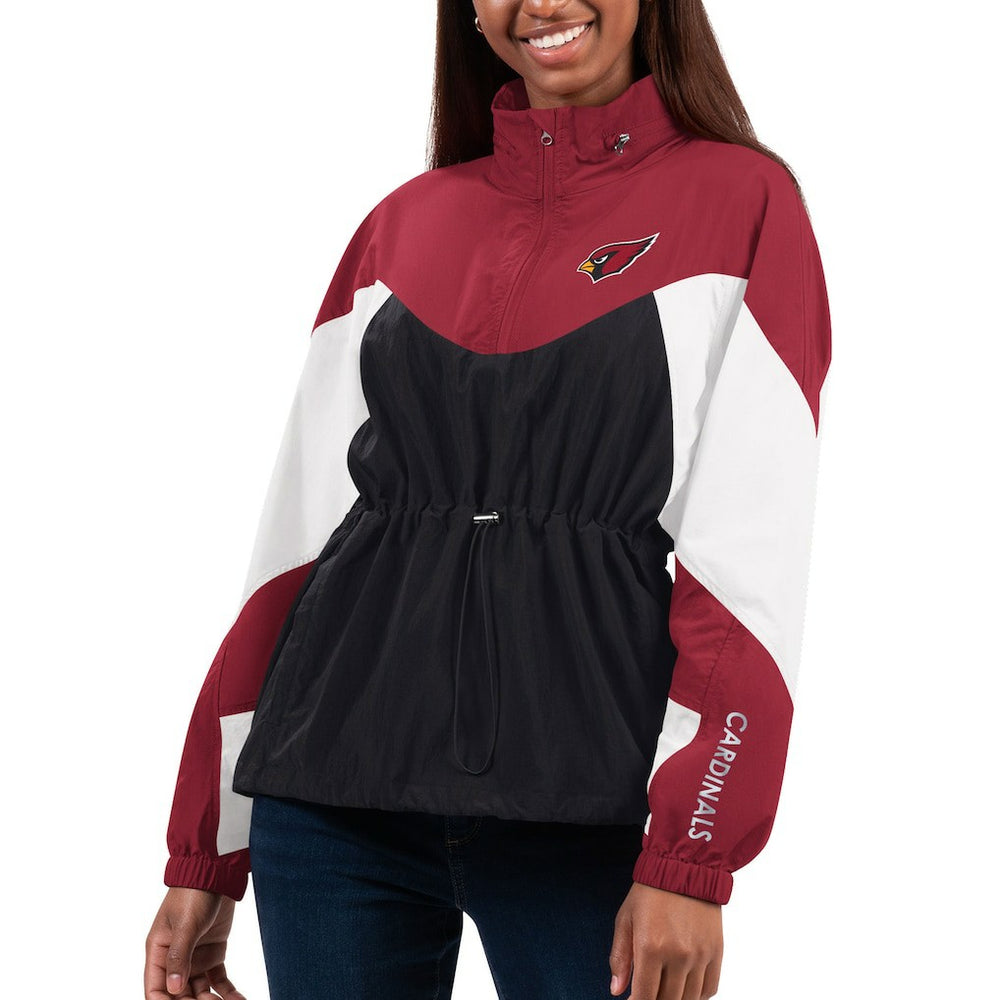 Arizona Cardinals G-III 4Her by Carl Banks Women's Tie Breaker Lightweight Quarter-Zip Jacket - Black/Cardinal on sale