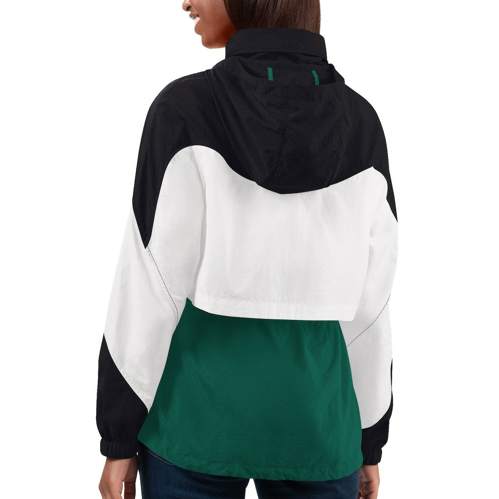 New York Jets G-III 4Her by Carl Banks Women's Tie Breaker Lightweight Quarter-Zip Jacket - Green/Black outlet