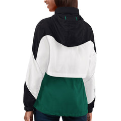 New York Jets G-III 4Her by Carl Banks Women's Tie Breaker Lightweight Quarter-Zip Jacket - Green/Black outlet