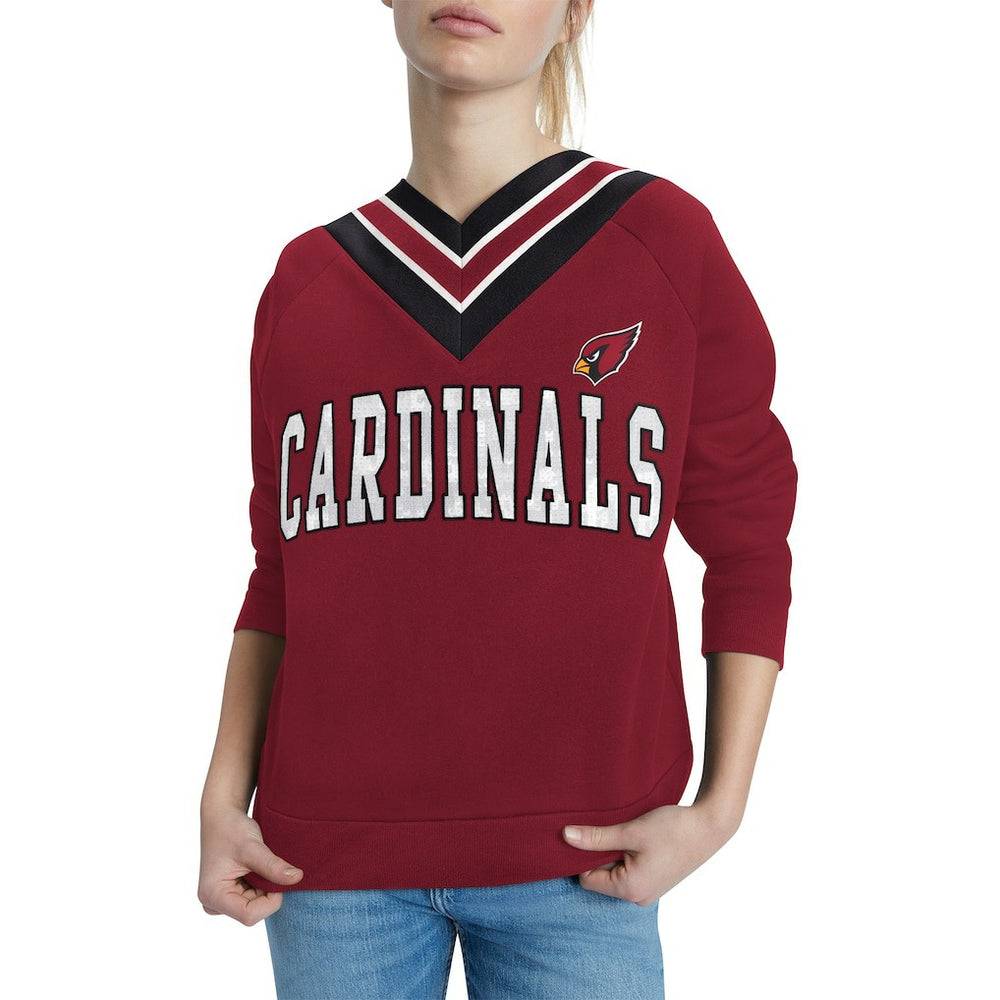 Arizona Cardinals Tommy Hilfiger Women's Heidi V-Neck Pullover Sweatshirt - Cardinal on sale