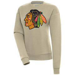 Chicago Blackhawks Antigua Women's Victory Pullover Sweatshirt - Khaki Sweatshirts