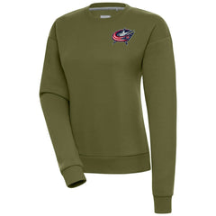 Columbus Blue Jackets Antigua Women's Victory Pullover Sweatshirt - Olive Sweatshirts