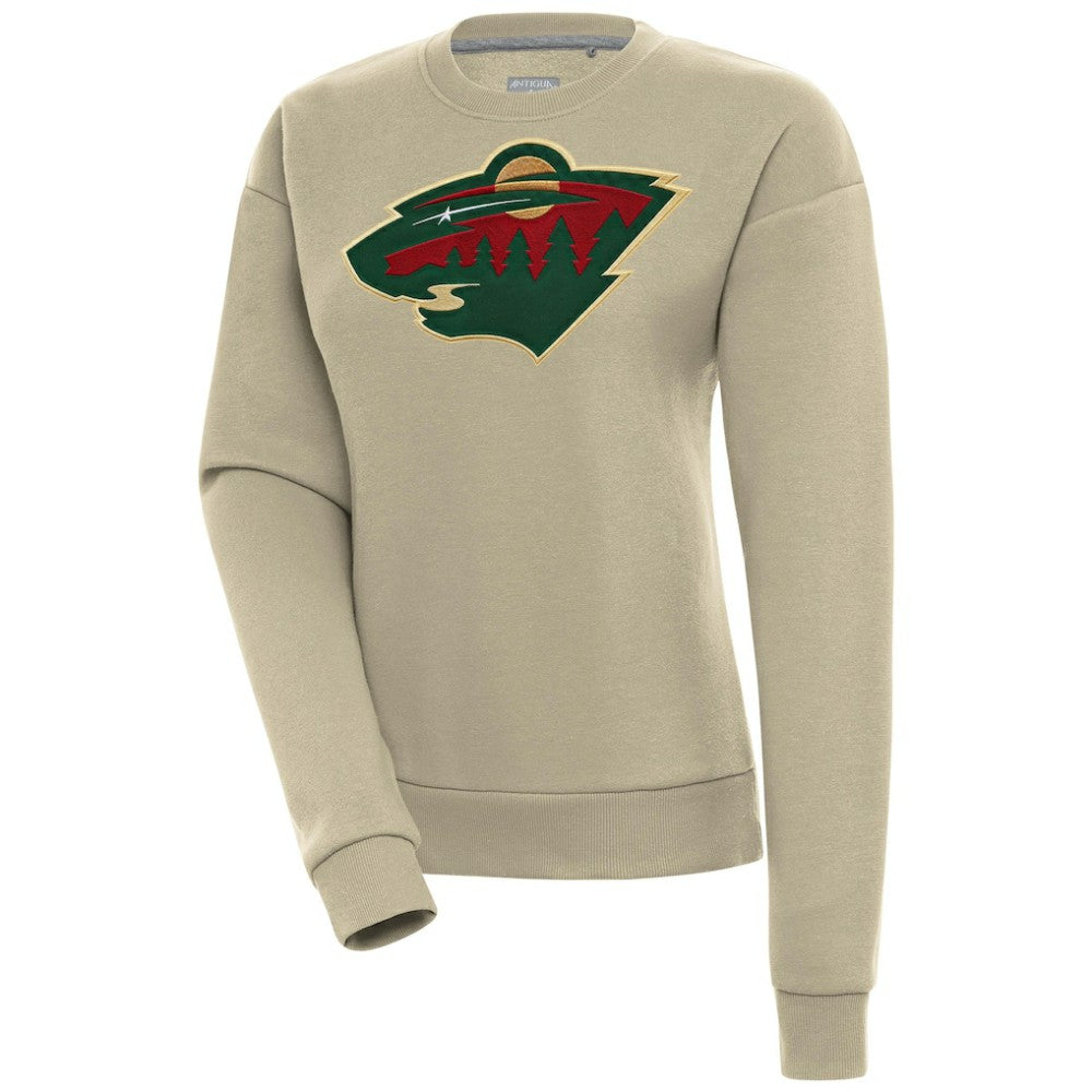 Minnesota Wild Antigua Women's Victory Pullover Sweatshirt - Khaki Sweatshirts