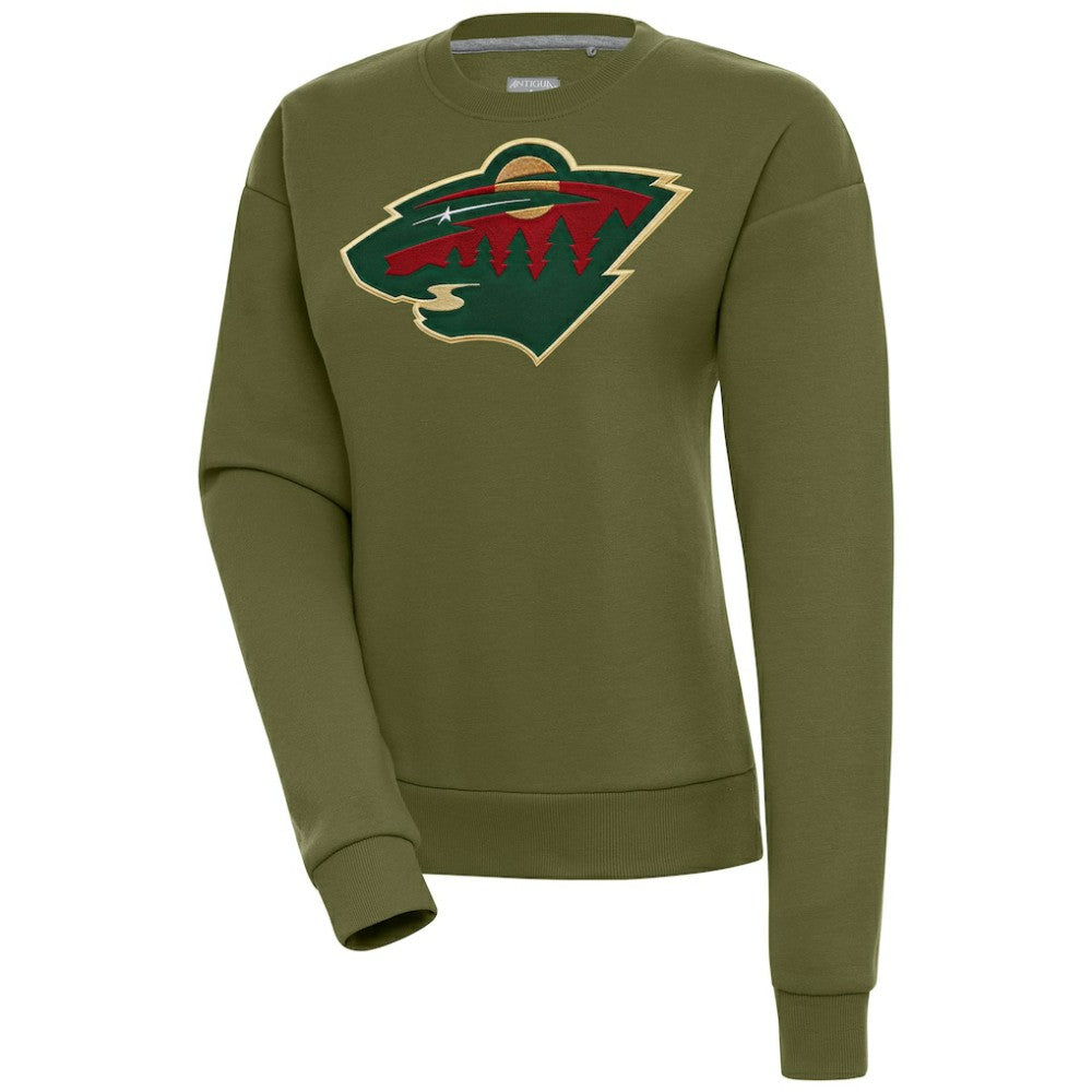 Minnesota Wild Antigua Women's Victory Pullover Sweatshirt - Olive Sweatshirts