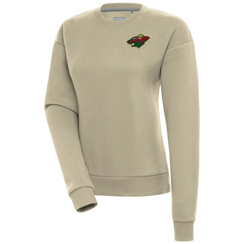 Minnesota Wild Antigua Women's Victory Pullover Sweatshirt - Khaki Sweatshirts