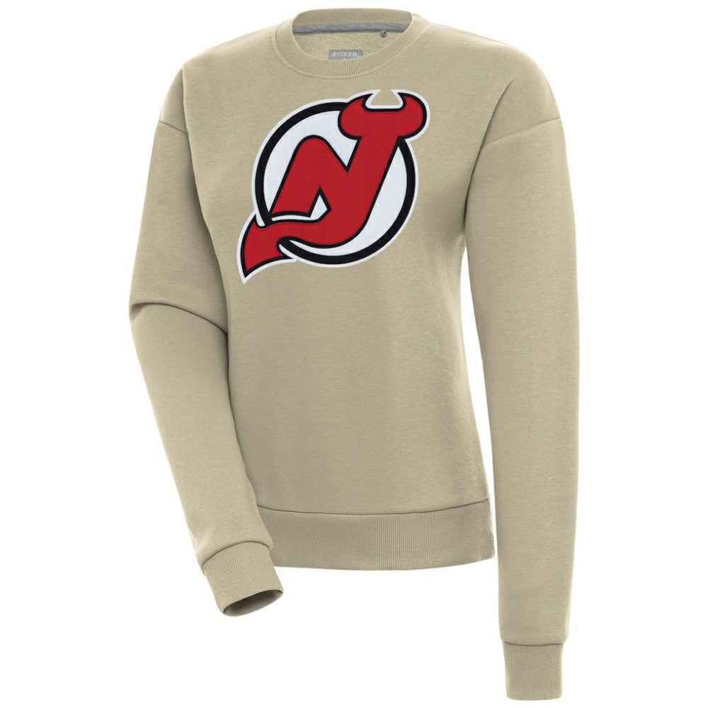 New Jersey Devils Antigua Women's Victory Pullover Sweatshirt - Khaki Sweatshirts
