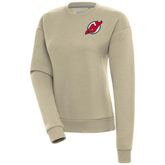 New Jersey Devils Antigua Women's Victory Pullover Sweatshirt - Khaki Sweatshirts