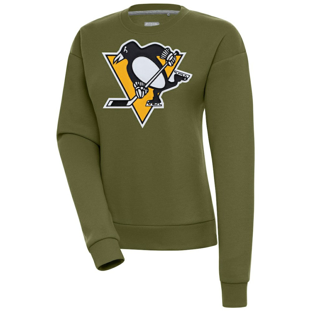 Pittsburgh Penguins Antigua Women's Victory Pullover Sweatshirt - Olive Sweatshirts