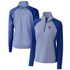 Philadelphia Phillies Cutter & Buck Women's DryTec Forge Tonal Stripe Half-Zip Top Royal