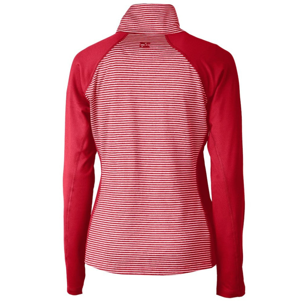 St. Louis Cardinals Cutter & Buck Women's DryTec Forge Tonal Stripe Half-Zip Top Red