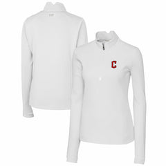 Cleveland Guardians Cutter & Buck Women's DryTec Traverse Stretch Quarter-Zip Pullover Top White
