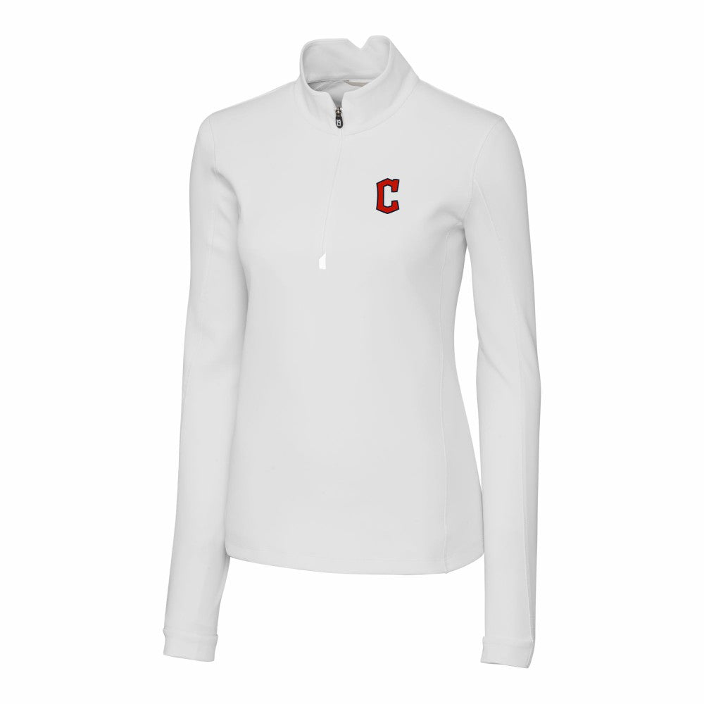Cleveland Guardians Cutter & Buck Women's DryTec Traverse Stretch Quarter-Zip Pullover Top White