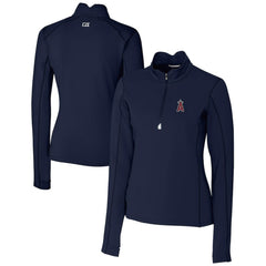 Los Angeles Angels Cutter & Buck Women's DryTec Traverse Stretch Quarter-Zip Pullover Top Navy
