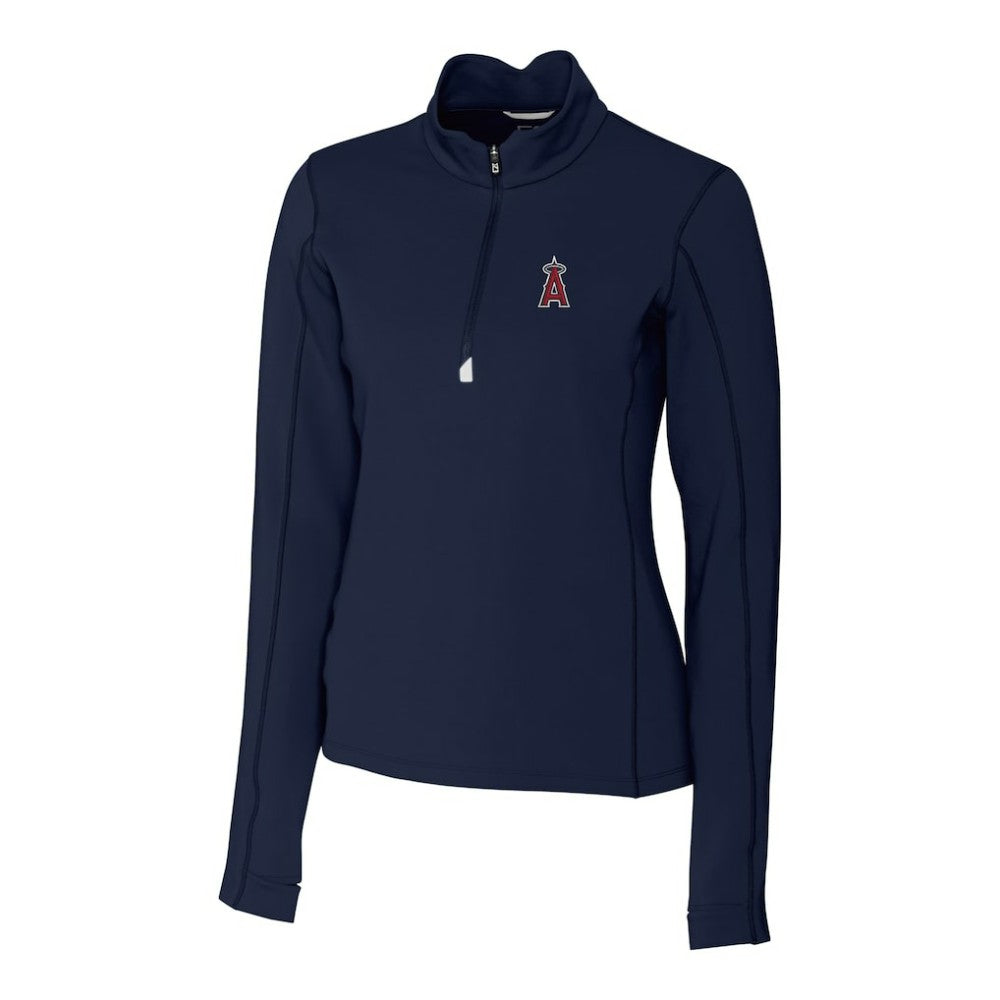 Los Angeles Angels Cutter & Buck Women's DryTec Traverse Stretch Quarter-Zip Pullover Top Navy