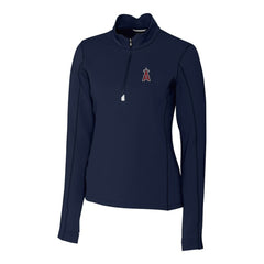 Los Angeles Angels Cutter & Buck Women's DryTec Traverse Stretch Quarter-Zip Pullover Top Navy