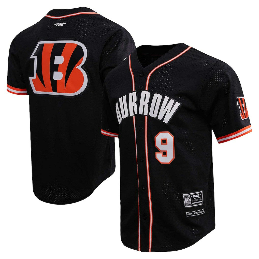 Joe Burrow Cincinnati Bengals Pro Standard Mesh Baseball Button-Up T-Shirt - Black for sale