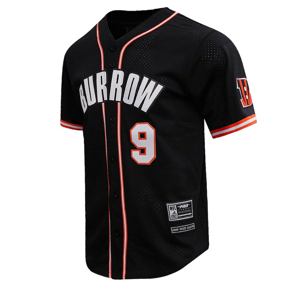 Joe Burrow Cincinnati Bengals Pro Standard Mesh Baseball Button-Up T-Shirt - Black for sale