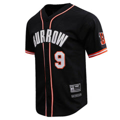 Joe Burrow Cincinnati Bengals Pro Standard Mesh Baseball Button-Up T-Shirt - Black for sale