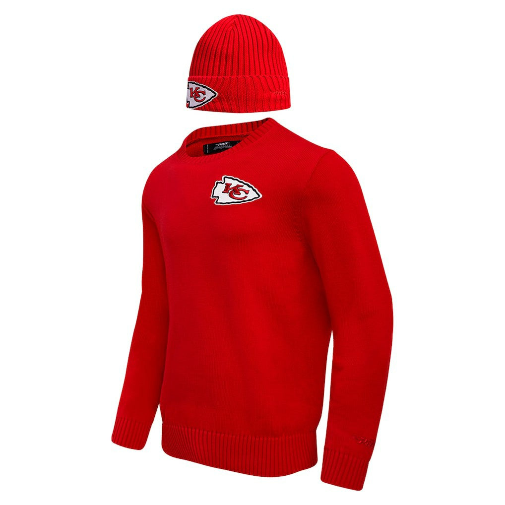 Kansas City Chiefs Pro Standard Crewneck Pullover Sweater & Cuffed Knit Hat Box Gift Set - Red on sale