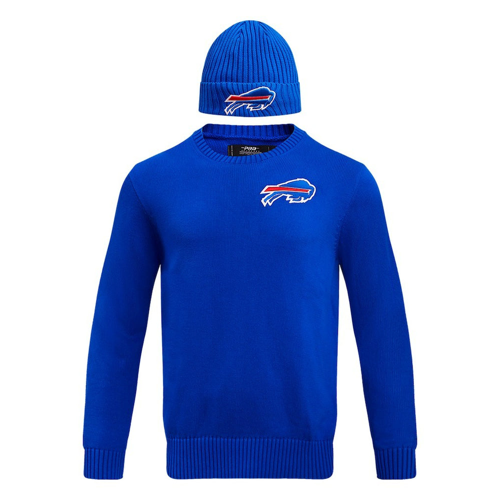 Buffalo Bills Pro Standard Crewneck Pullover Sweater & Cuffed Knit Hat Box Gift Set - Royal outlet