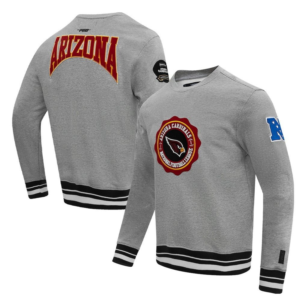 Arizona Cardinals Pro Standard Crest Emblem Pullover Sweatshirt - Heather Gray cheap