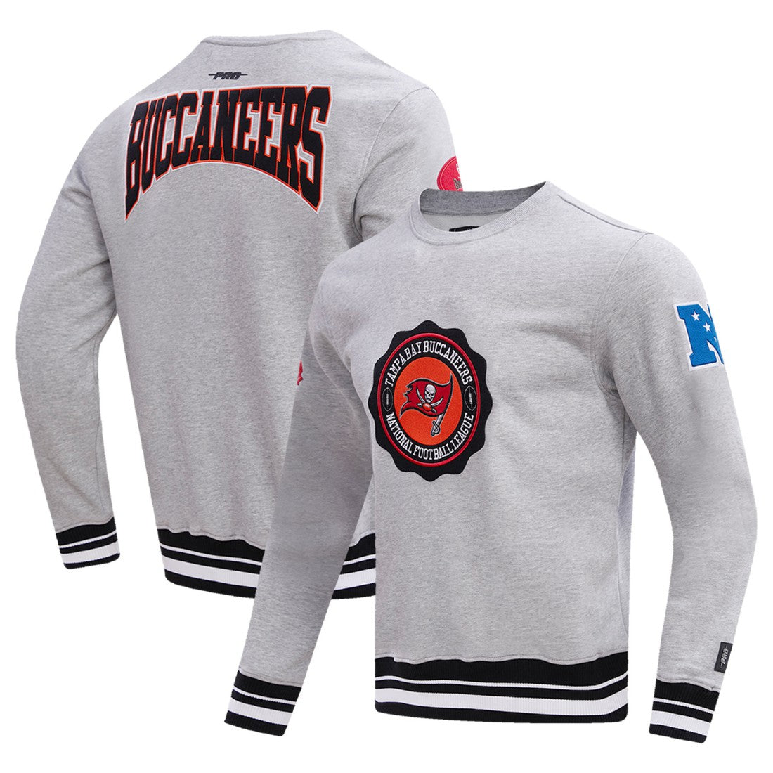 Tampa Bay Buccaneers Pro Standard Crest Emblem Pullover Sweatshirt - Heather Gray for sale