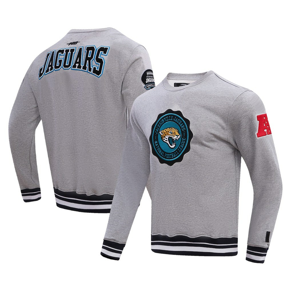 Jacksonville Jaguars Pro Standard Crest Emblem Pullover Sweatshirt - Heather Gray sale