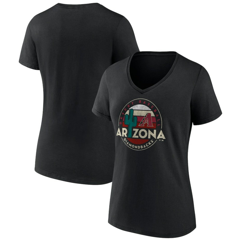 Arizona Diamondbacks Women's Hometown Desert Baseball V-Neck T-Shirt Black