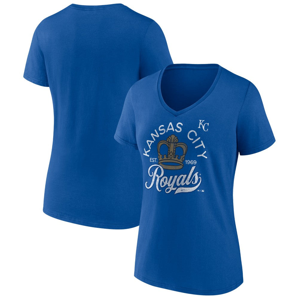 Kansas City Royals Women's Hometown Retro Crown V-Neck T-Shirt Royal