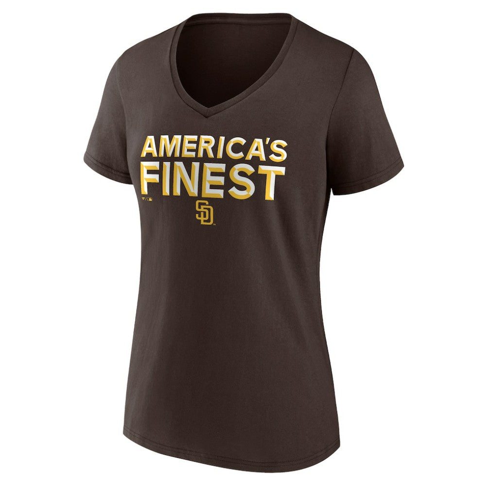 San Diego Padres Women's Hometown 619 Beisbol V-Neck T-Shirt Brown