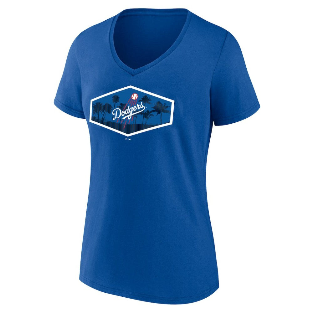 Los Angeles Dodgers Women's Hometown Scoreboard V-Neck T-Shirt Royal