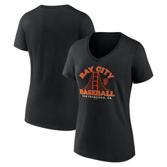 San Francisco Giants Women's Hometown Bay City Baseball V-Neck T-Shirt Black