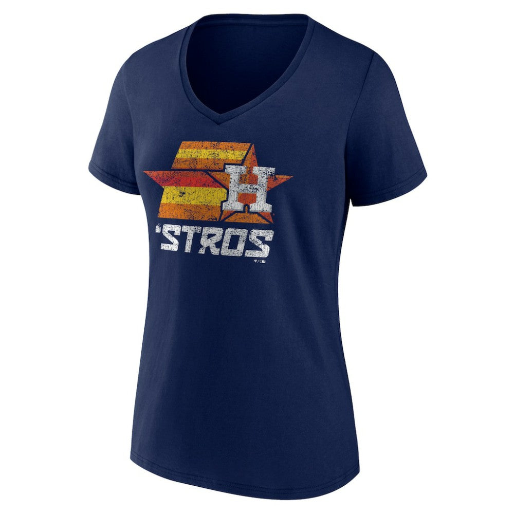 Houston Astros Women's Hometown Throwback Stros V-Neck T-Shirt Navy