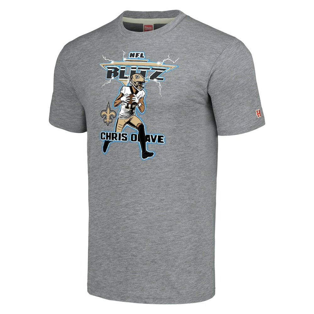 Chris Olave New Orleans Saints Homage Unisex NFL Blitz Player Tri-Blend T-Shirt - Gray sale