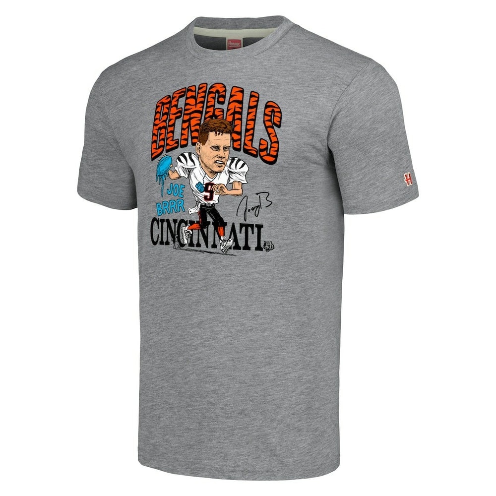 Joe Burrow Cincinnati Bengals Homage Unisex Caricature Player Tri-Blend T-Shirt - Gray outlet