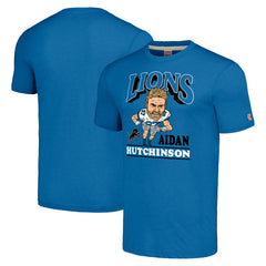 Aidan Hutchinson Detroit Lions Homage Unisex Caricature Player Tri-Blend T-Shirt - Blue for sale