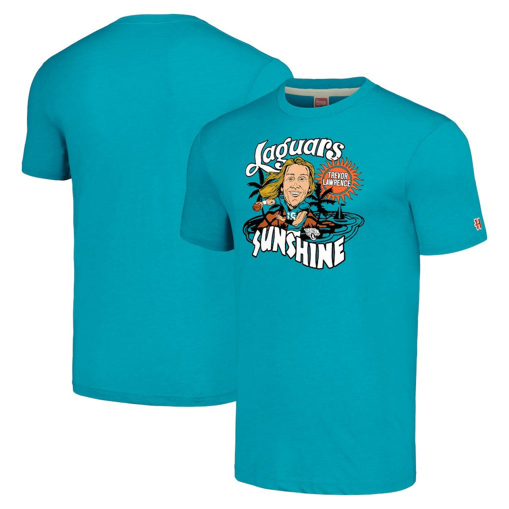 Trevor Lawrence Jacksonville Jaguars Homage Unisex Caricature Player Tri-Blend T-Shirt - Teal sale