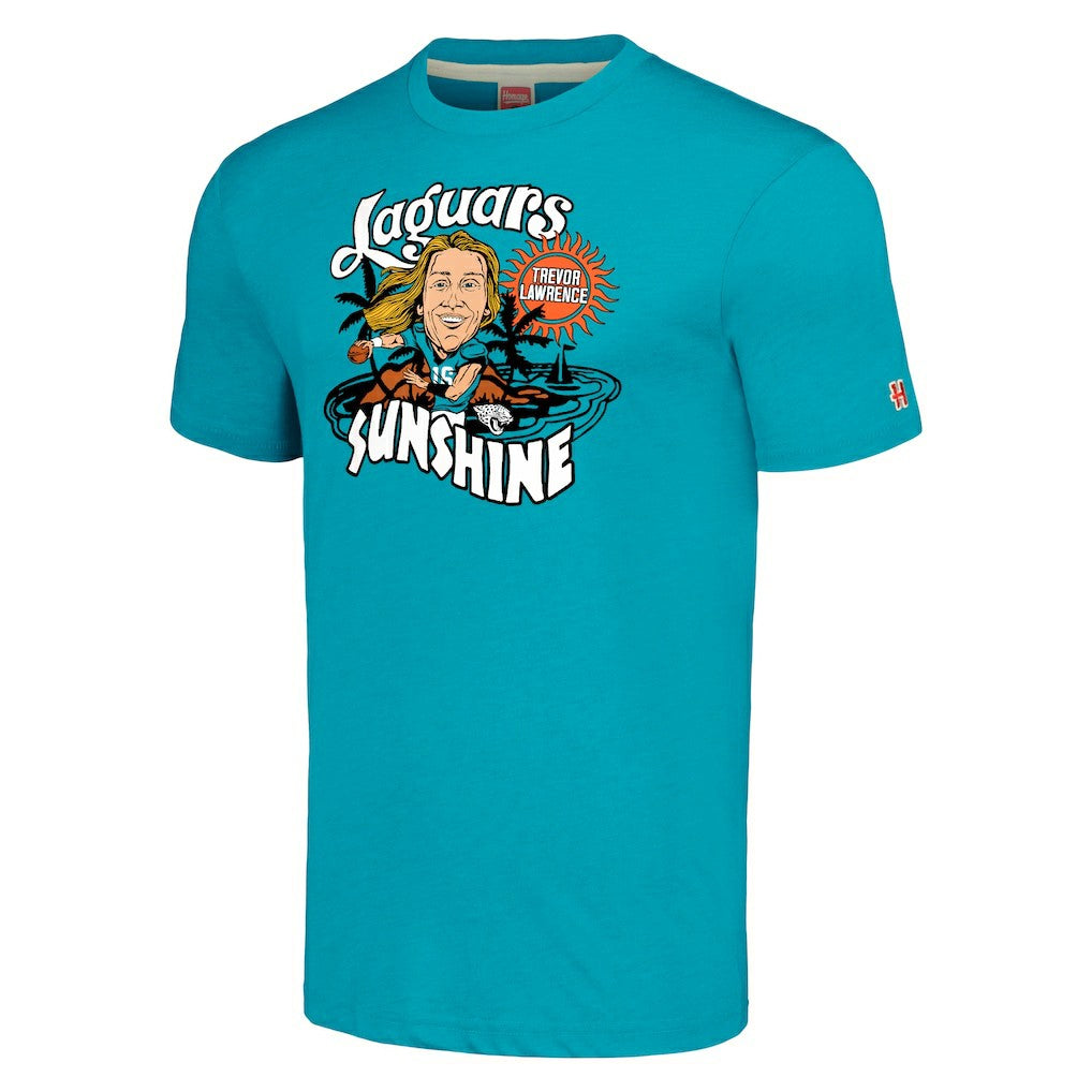 Trevor Lawrence Jacksonville Jaguars Homage Unisex Caricature Player Tri-Blend T-Shirt - Teal sale