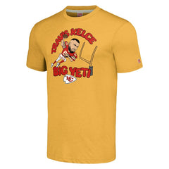 Travis Kelce Kansas City Chiefs Homage Unisex Caricature Player Tri-Blend T-Shirt - Gold sale