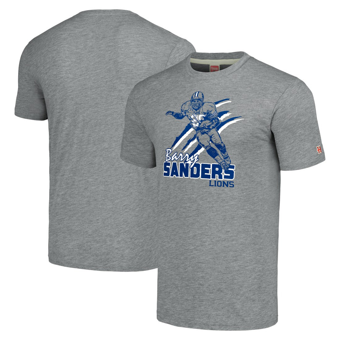Barry Sanders Detroit Lions Homage Unisex Caricature Retired Player Tri-Blend T-Shirt - Gray sale