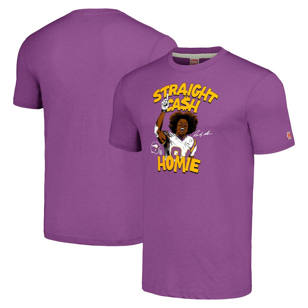 Randy Moss Minnesota Vikings Unisex Homage Caricature Retired Player Tri-Blend T-Shirt - Heathered Purple sale