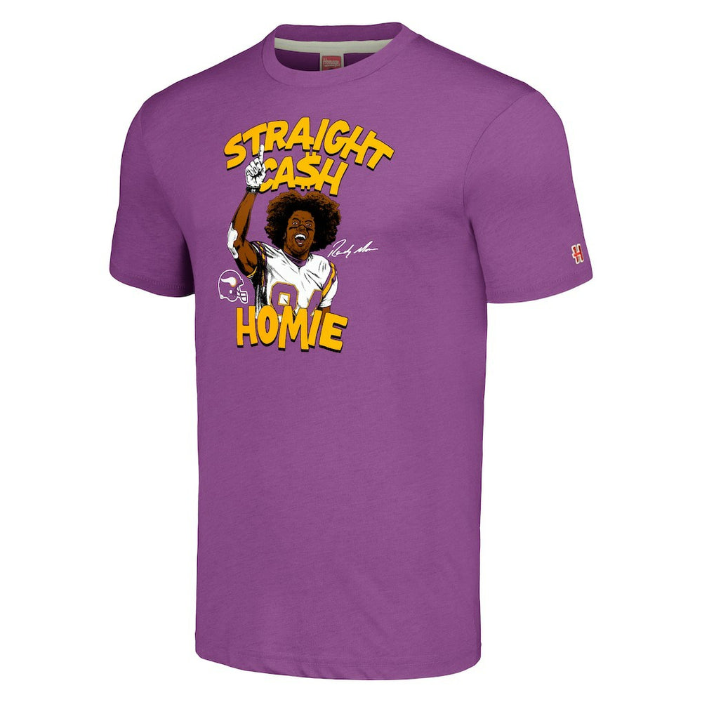 Randy Moss Minnesota Vikings Unisex Homage Caricature Retired Player Tri-Blend T-Shirt - Heathered Purple sale